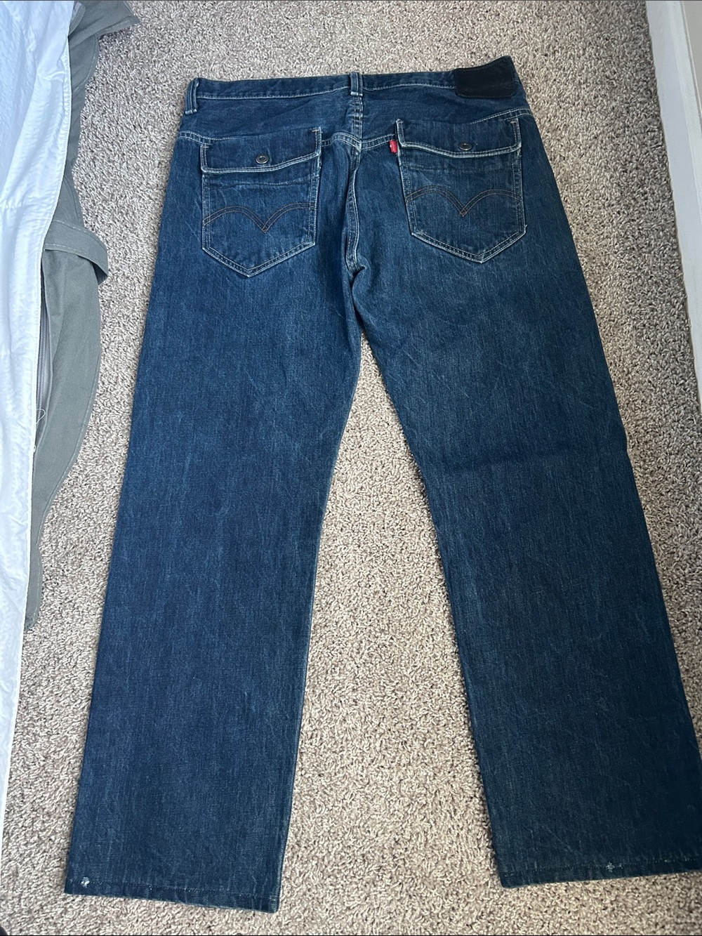Levis 569 Loose Straight Jeans Mens 34x32 Blue Denim Flap Pocket Relaxed Fit